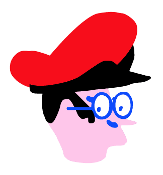 Happy face with a red hat and blue glasses